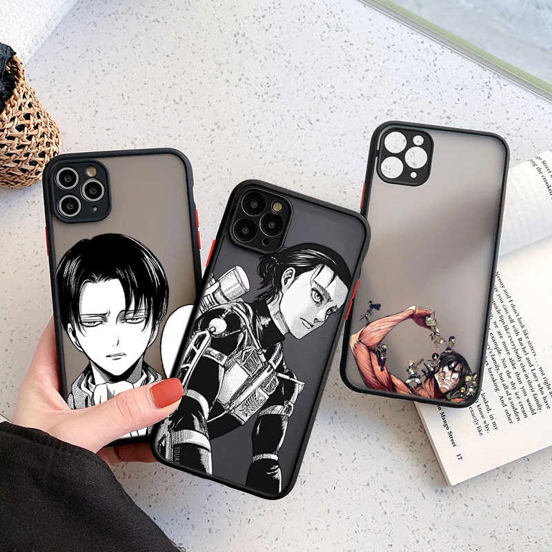 Ốp Điện Thoại Nhựa PC Cứng Mặt Nhám Hình Anime Attack On Titan Cho iPhone 12 mini 13mini SE 2022 14 Pro Max XR