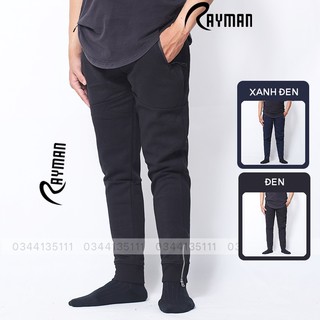 Quần jogger nam thun nỉ túi ép rayman quần thun dài nam màu đen, xanh đen