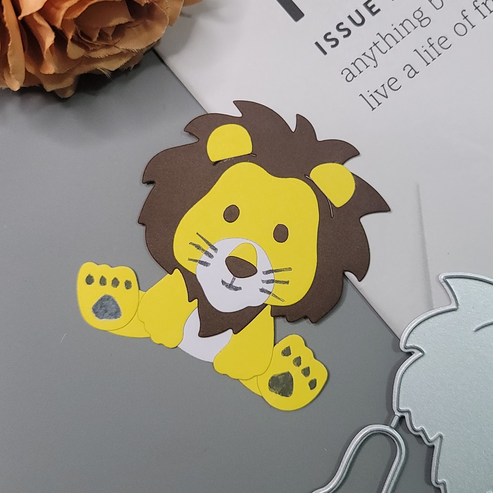 Sư Tử Cắt Kim Loại Chết Giấy Dập Nổi Stencil Thêu Sò Thiệp Chúc Mừng DIY Thủ Công Chết Cắt Động Vật