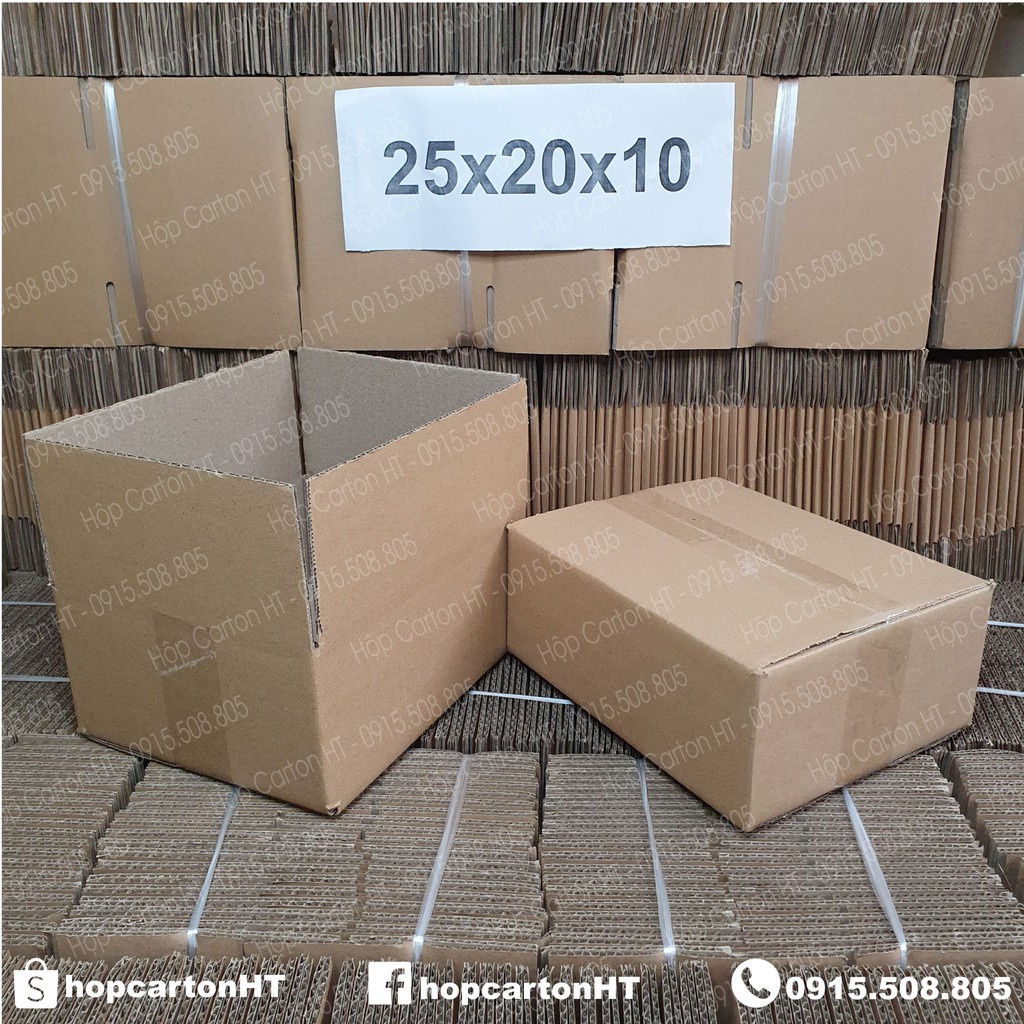 Combo 100 hộp carton đóng hàng 25x20x10 đựng giày dép phụ kiện, đồ gia dụng, mỹ phẩm giá rẻ - Hộp Carton HT