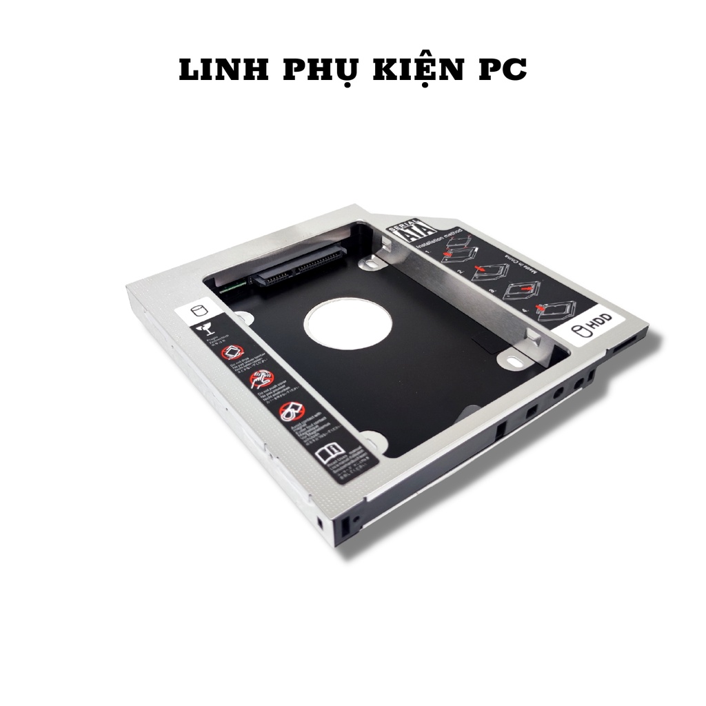 Caddy Bay Dày 12.7mm Chuẩn SATA Dùng Để Lắp Thêm 1 Ổ Cứng / SSD Thay Vào Vị Trí Của Ổ DVD 020151