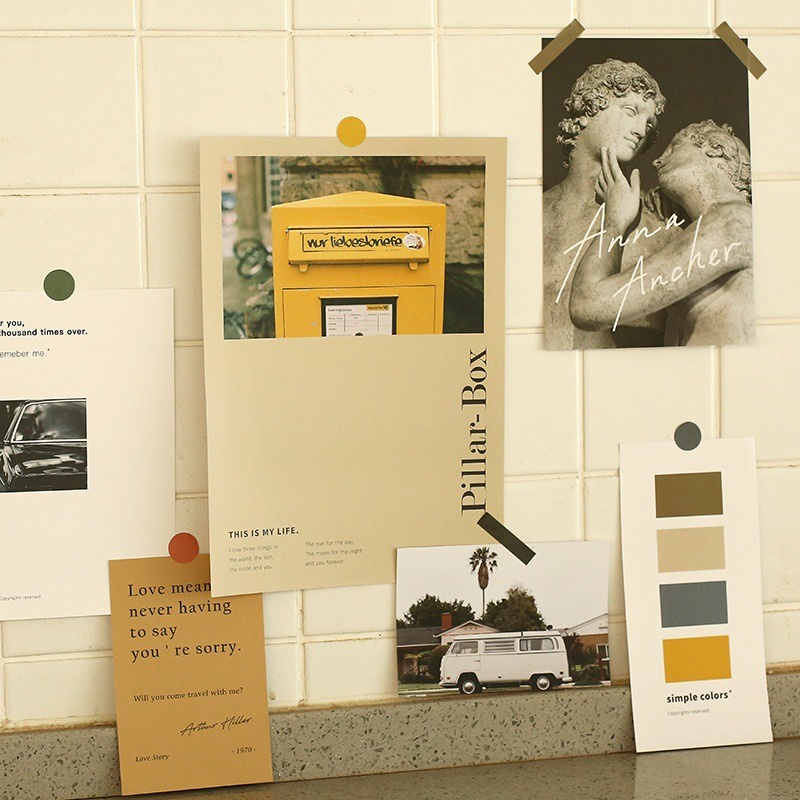 Ảnh trang trí poster dán tường hình decor vintage aesthetic retro postcard bưu thiếp tranh giấy treo phòng ngủ bàn học