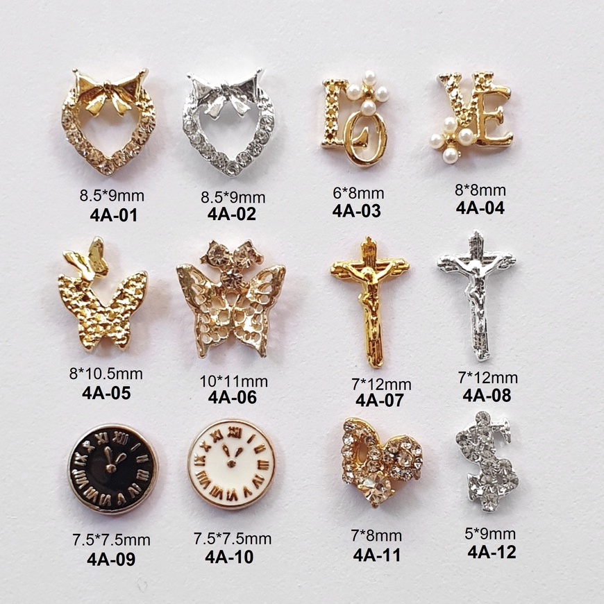 [ảnh thật]CẶP  Charm Đá Kim Loại Đính Móng 4A
