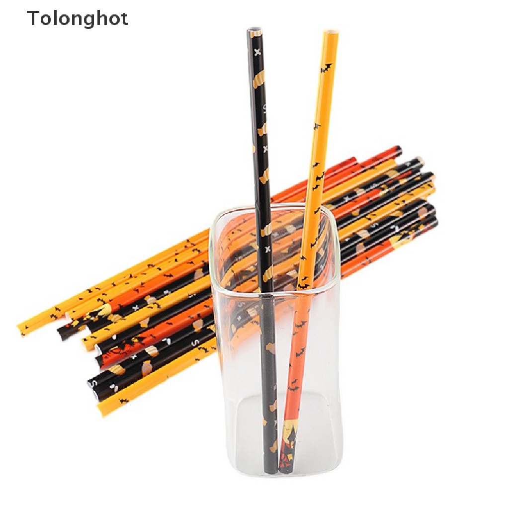 Set 25 Ống Hút Giấy Họa Tiết Halloween Độc Đáo
