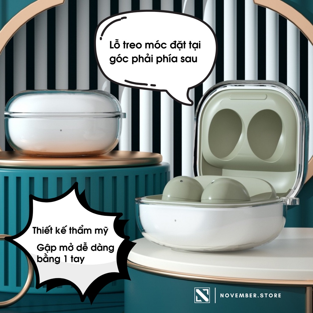 Ốp case dẻo nhiều màu cho Samsung Buds2 Pro / Buds 2 / Buds FE / Buds Pro / Buds Live - Tặng kèm móc treo mạ vàng