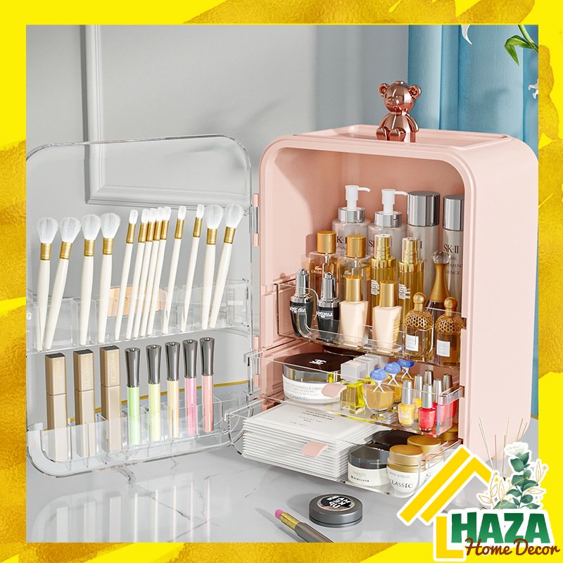 HỎA TỐC 2H ❤️ [TẶNG KÈM GƯƠNG Hộp Đựng Đồ đèn LED Mỹ Phẩm, Tủ nhựa đựng đồ Trang Điểm Chống Bụi để bàn [Haza Home De