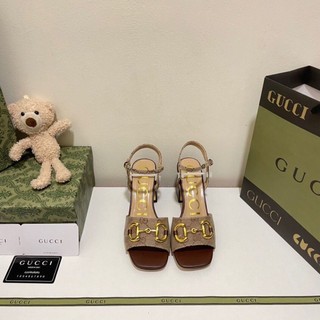 Gucci giày sandal cao gót mũi vuông thời trang pháp 2022 cho nữ