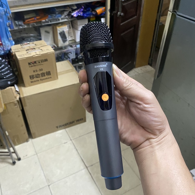 Micro Không Dây Đa Năng, Cắm Cổng 3.5 Và 6 mm, Mic Chính Hãng Zansong V6, Dùng Cho Loa Kéo - Amply - Soundcard - Mixer
