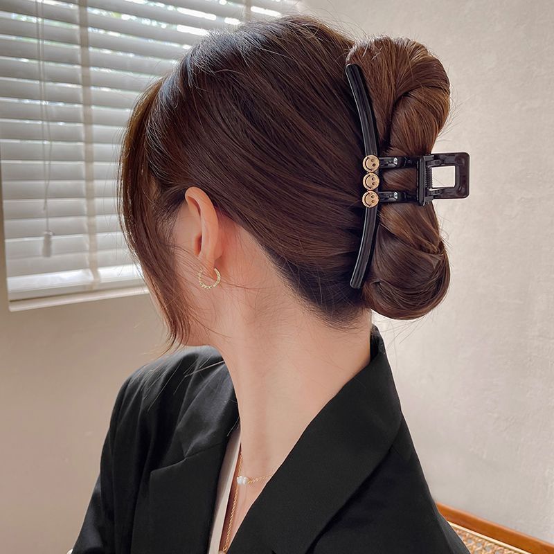 Kẹp Tóc Hình Mặt Cười Màu Đen Cỡ Lớn Thời Trang Cho Nữ