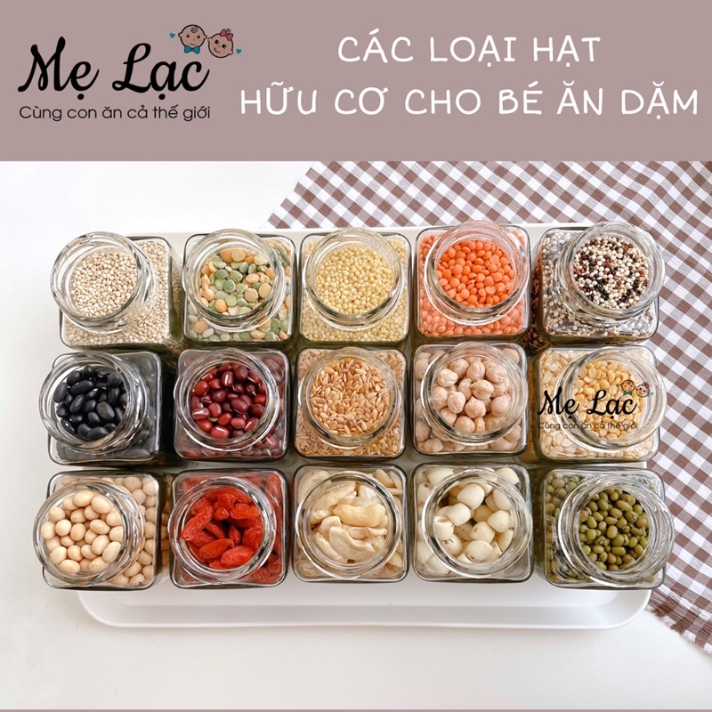 Các loại hạt hữu cơ cho bé ăn dặm từ 6 tháng tuổi, đựng hũ thuỷ tinh 50g