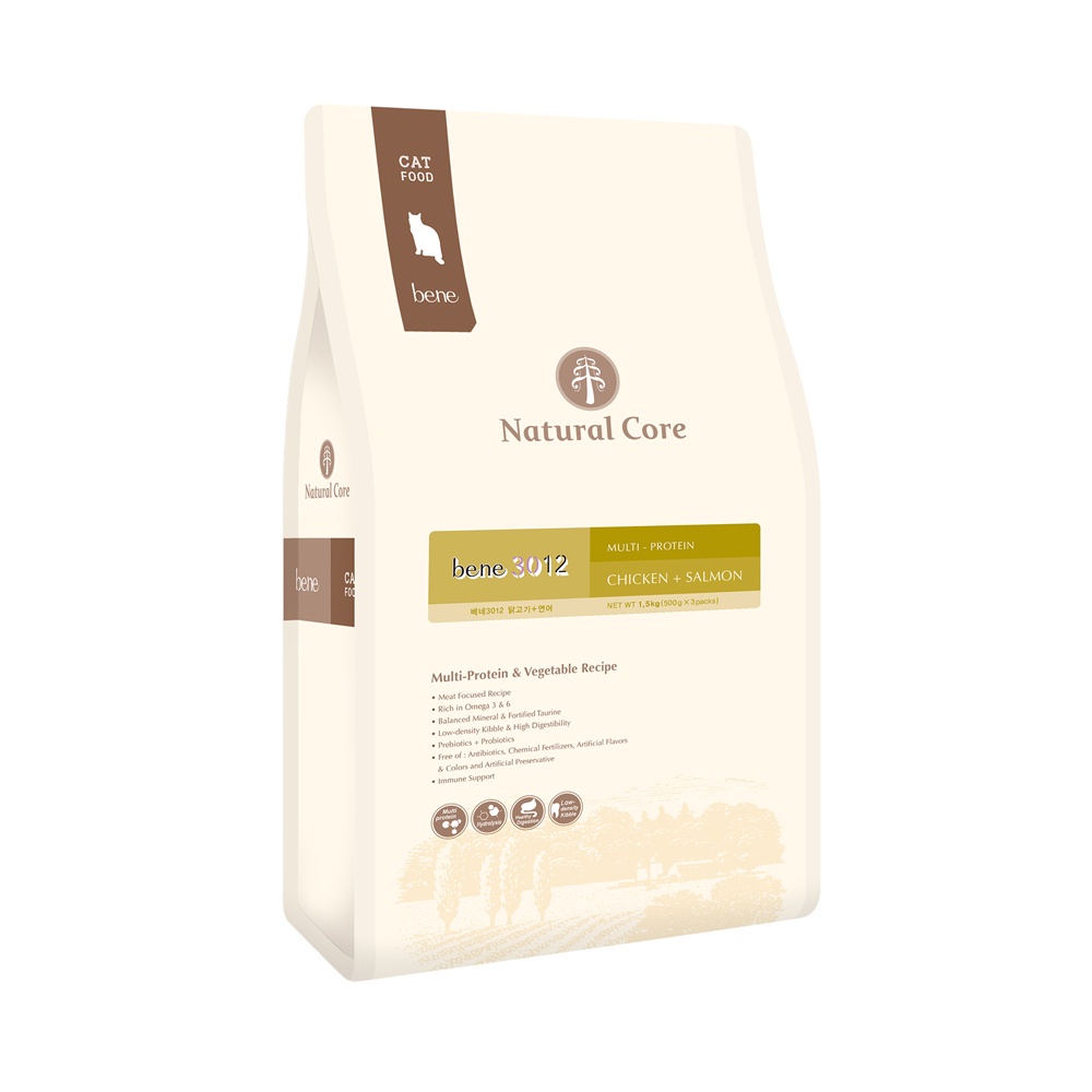 5kg -10kg Hạt Natural Core C3 Bene 3012 cho mèo trưởng thành vị Thịt gà và cá hồi