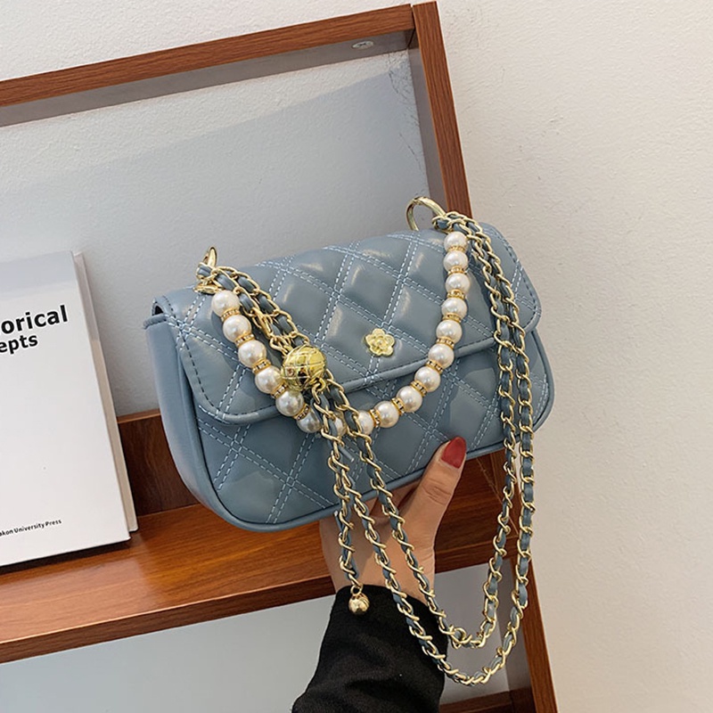 Túi đeo chéo IELGY đính kim cương giả và ngọc trai giả phong cách cổ điển dành cho nữ