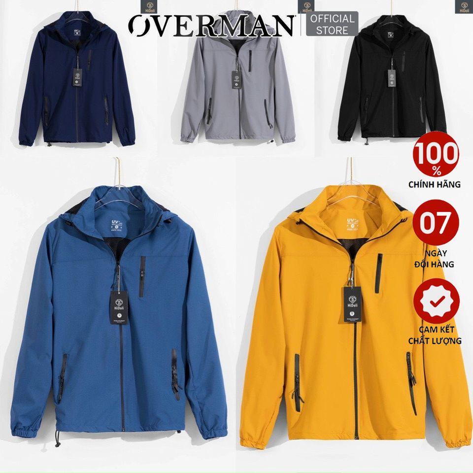 Áo khoác gió nam nữ vải gió cao cấp phủ Nano, Áo khoác unisex chống nước ngăn tia UV AG01 - Overman