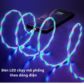 Dây cáp sạc điện thoại có đèn LED phát sáng dành cho Android, Ip, Type-C