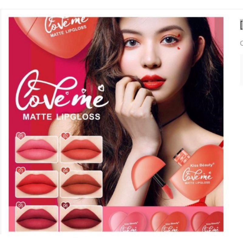 COMBO 6 Son Kem Tint Kiss Beauty trái tim For valentine đủ 6 màu