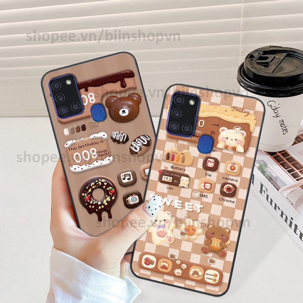 Ốp Samsung A21s in hình gấu chocolate kẹo ngọt siêu đẹp siêu xinh