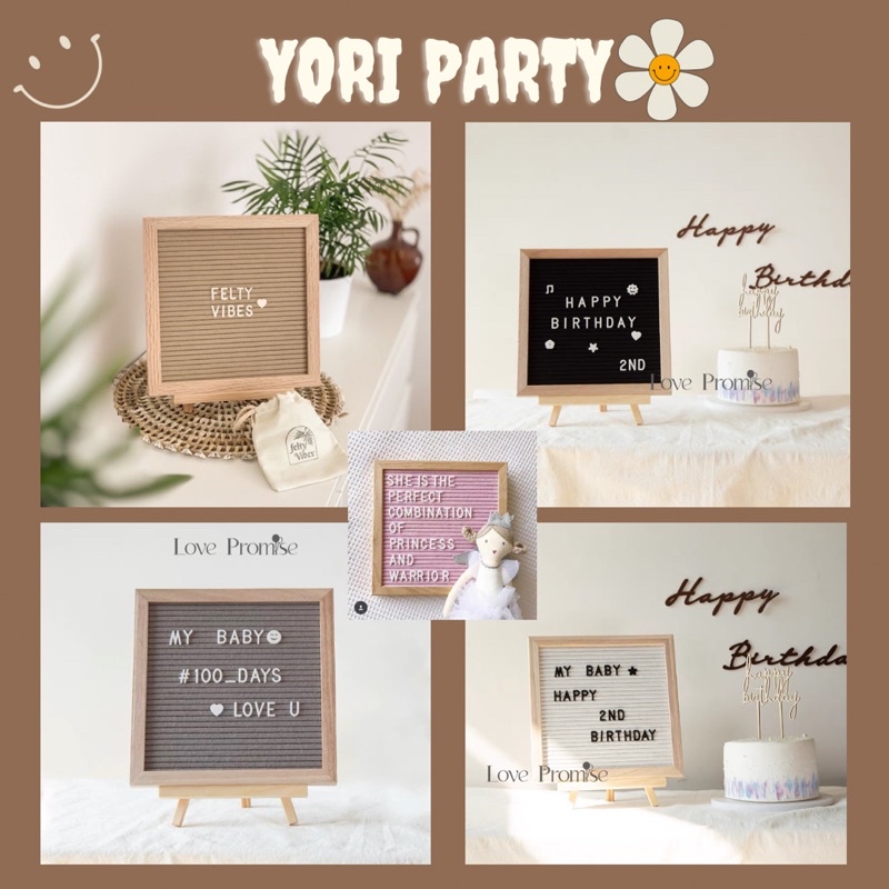 Bảng Gỗ Size 25x25cm Kèm Chữ, Số , Kí Tự Trang Trí Sinh Nhật , Trang Trí Nhà Cửa - Yori Party