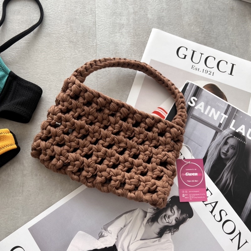 Túi len móc thủ công, handmade quai cầm tay