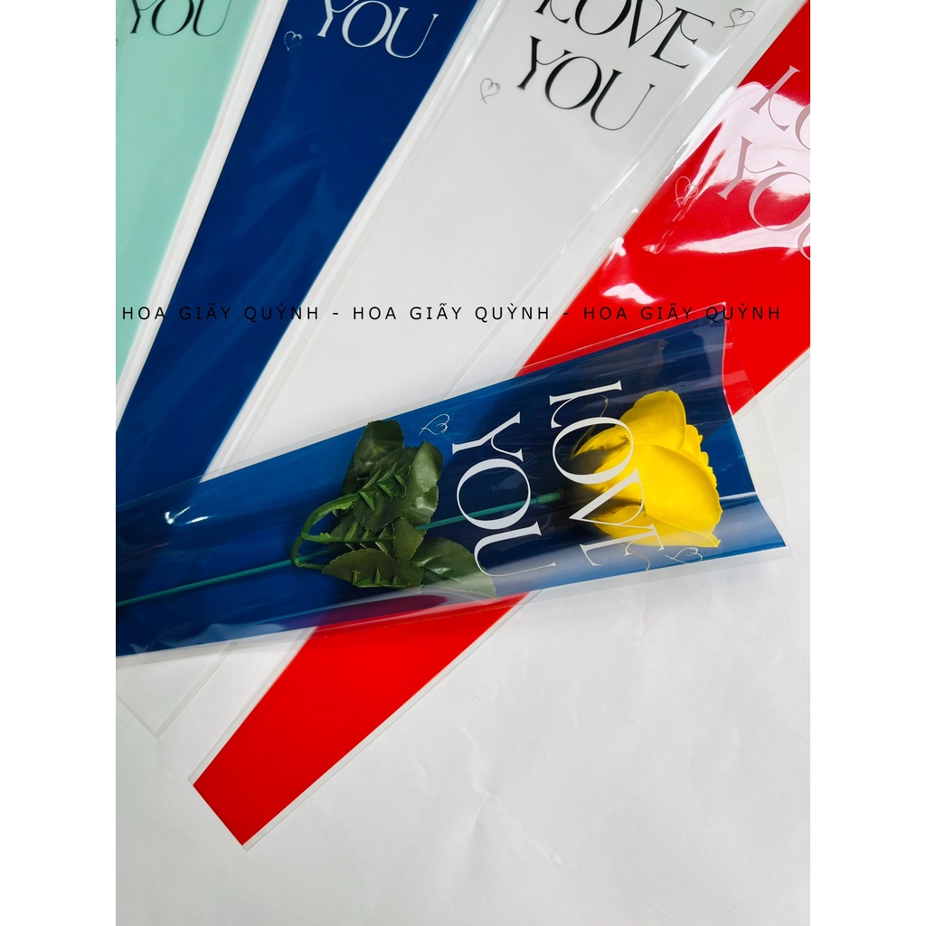 TÚI KIẾNG MÀU BÓ HOA 1 BÔNG - LOVE YOU- XẤP 50 TÚI