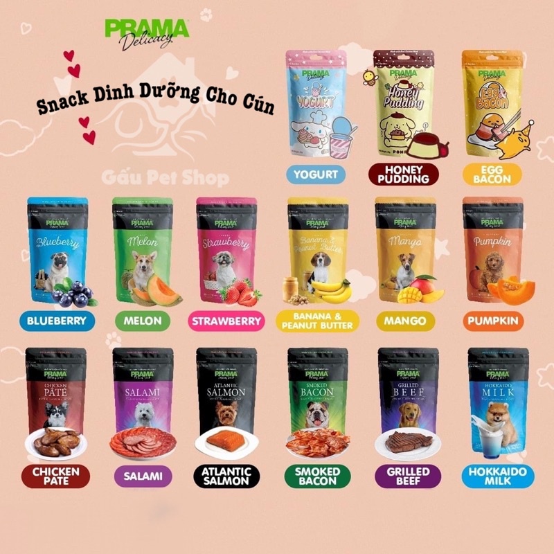 Snack thưởng dinh dưỡng PRAMA cho chó 15 vị