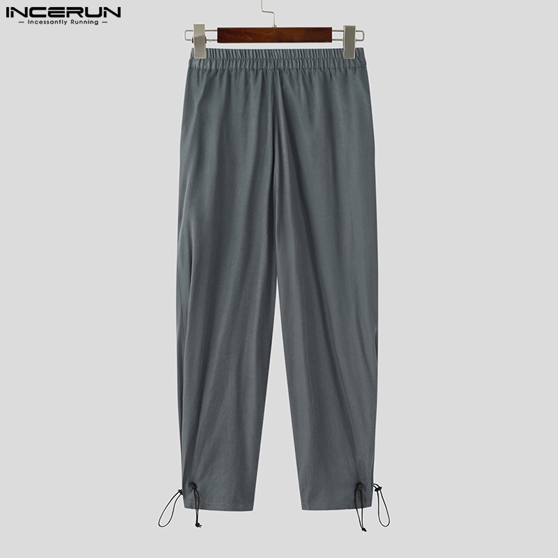 Quần baggy INCERUN dài ống rộng thiết kế dây rút phong cách punk cá tính thời trang cho nam