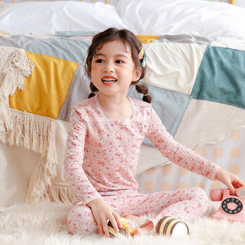 Set bộ quần áo dài tay bé gái thu đông chất cotton Belalu