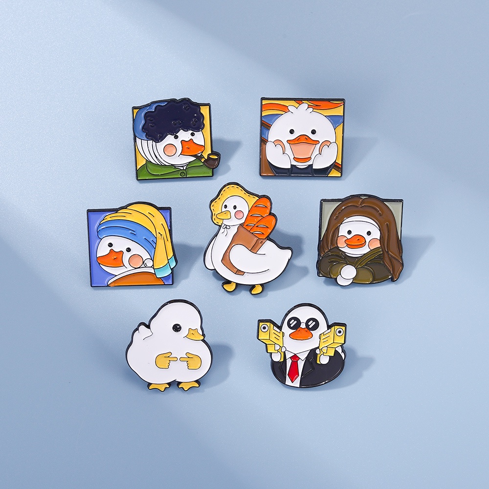 Ghim cài áo trang trí Qihe Jewelry hình vịt hoạt hình đáng yêu
