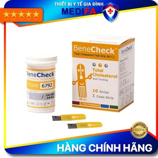 Hộp 10 Que Thử Mỡ Máu (Cholesterol) Dùng Cho Máy Benecheck Plus