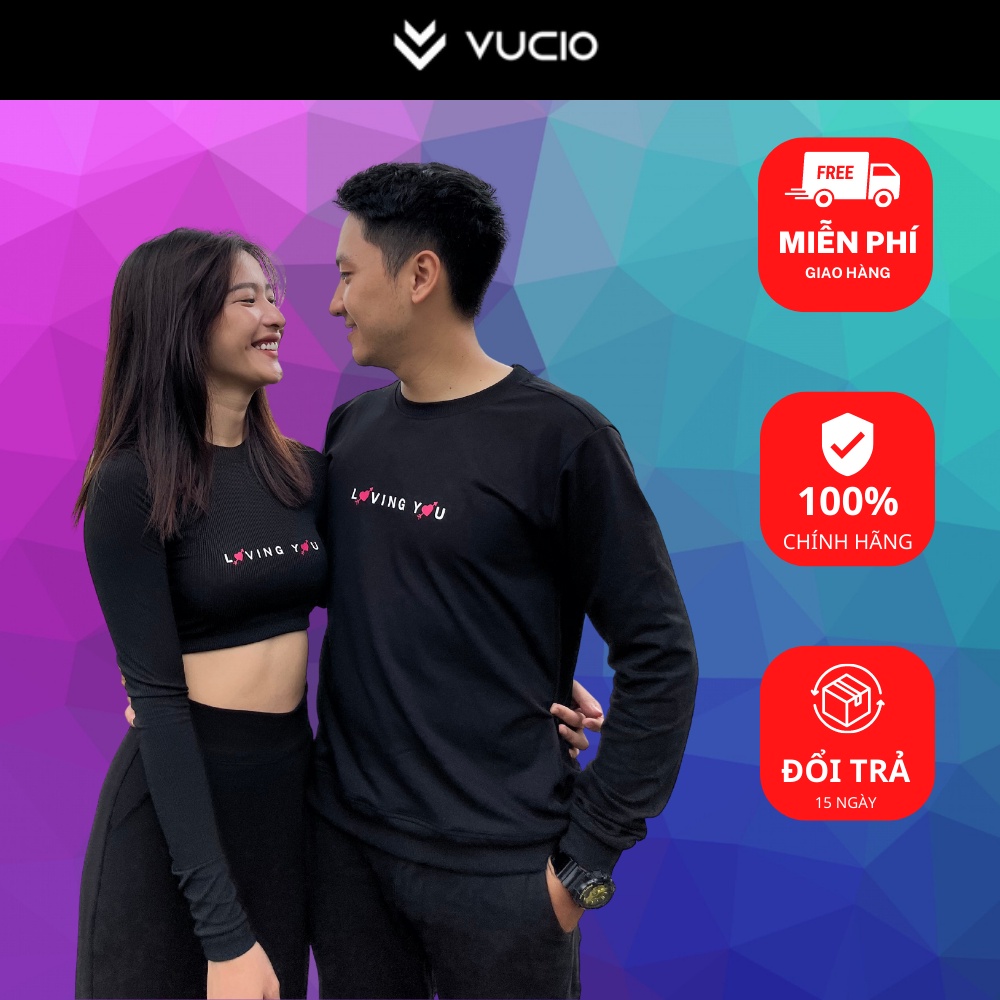 Áo đôi Nam Nữ Croptop tay dài, Áo Sweater Slim Nam Thời Trang Vucio