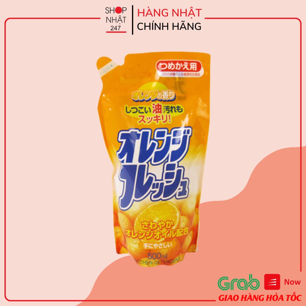 Nước rửa chén bát hương cam loại túi 500ml Rocket nội địa Nhật Bản