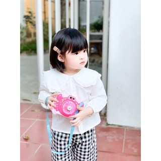 🍂 áo sơ mi trắng cổ bèo có chun bo tay dành cho bé