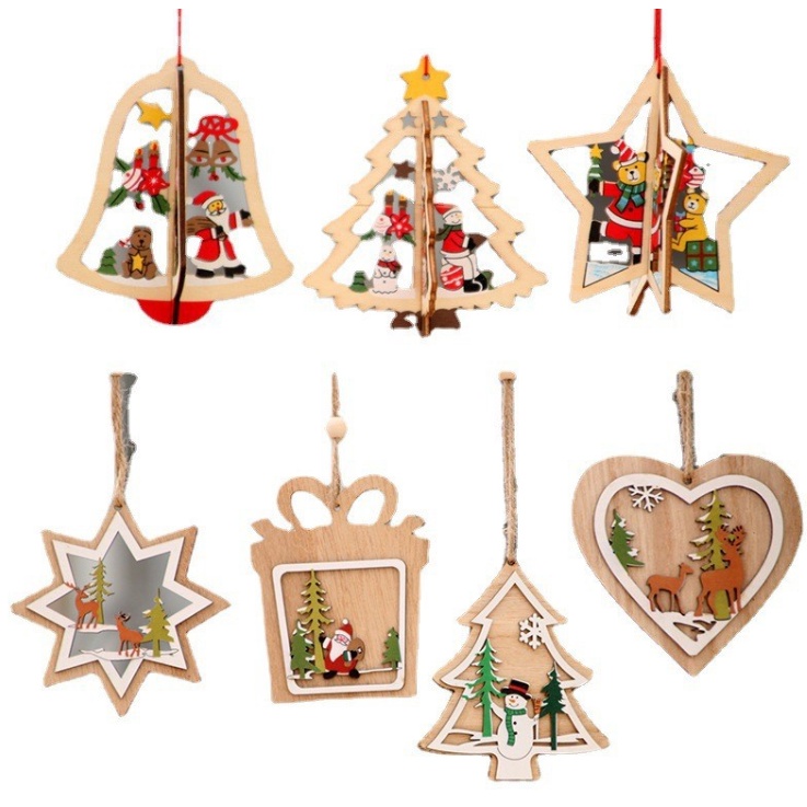 Phụ kiện gỗ Treo Trang trí Cây Thông, Trang Trí Noel Giáng Sinh nhiều mẫu