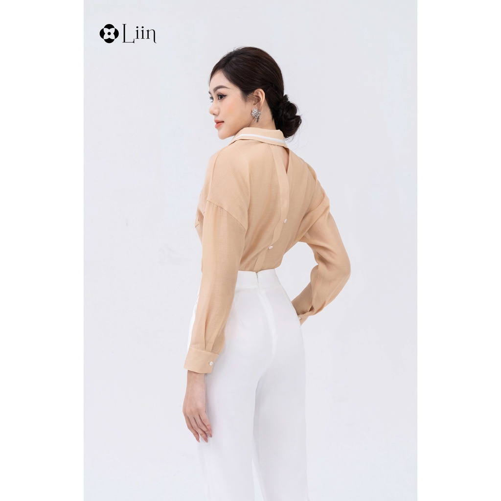 Áo sơ mi linbi màu vàng mix viền trắng chất liệu vải cao cấp dễ phối đồ liin clothing SM4494