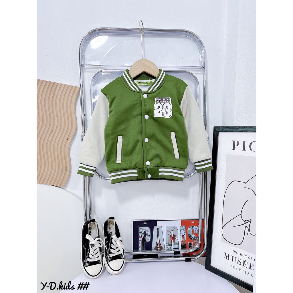 Áo khoác bomber bé trai, bé gái "style 23". Áo bomber bóng chày 10-25kg