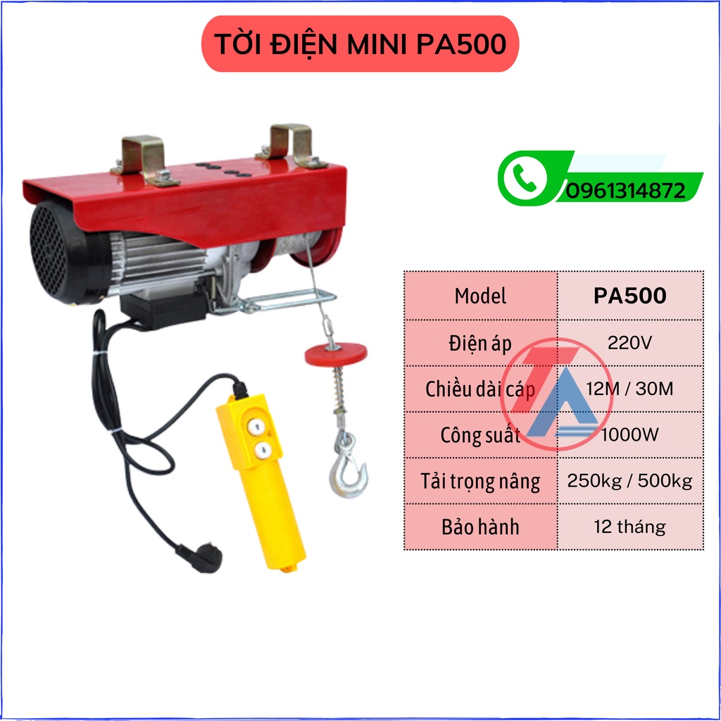 Máy tời điện PA500 - trọng tải 250 - 500kg