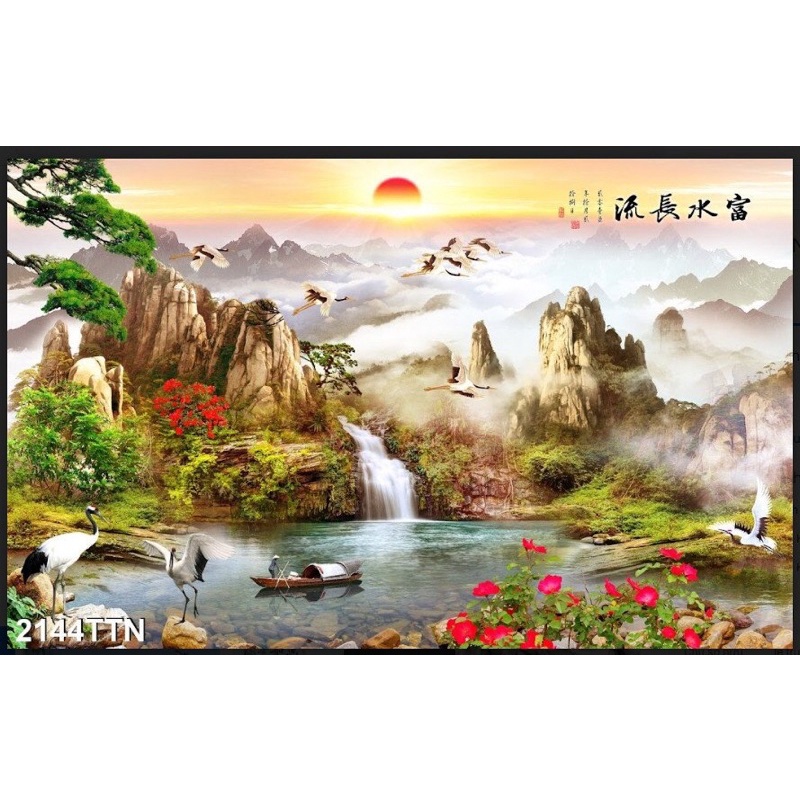 Tranh 3D trang trí hồ cá, bán cạn tiểu cảnh - chủ đề Thuỷ mặc part 7