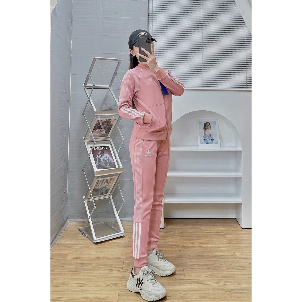Bộ bomber sọc 2 nửa nữ nỉ cổ bẻ thu đông DBNU40 | BigBuy360 - bigbuy360.vn