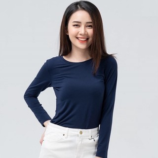 Áo giữ nhiệt nữ Vicci cổ tròn, chất liệu 100% cotton cao cấp màu Tím than