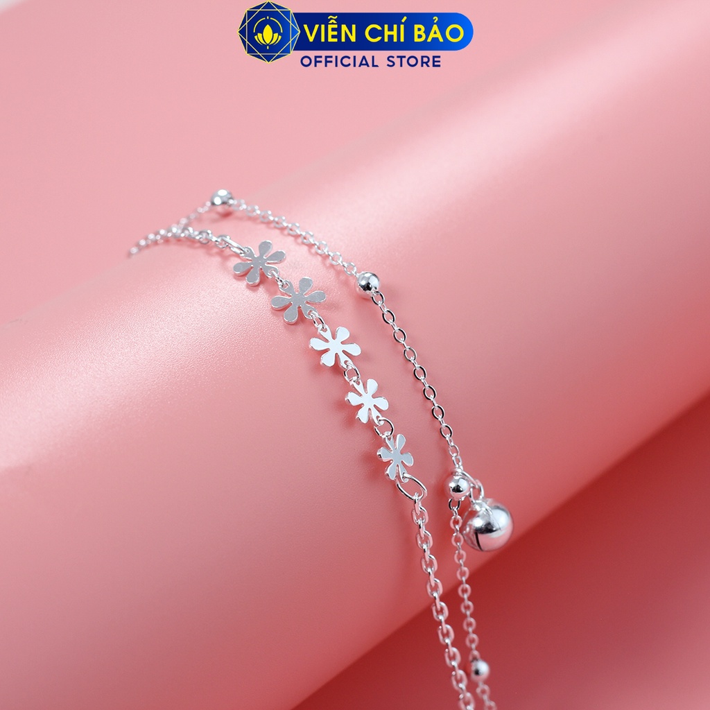 Lắc tay hoa hai dây mix chuông chất liệu bạc 925 thời trang phụ kiện trang sức nữ Viễn Chí Bảo L400727