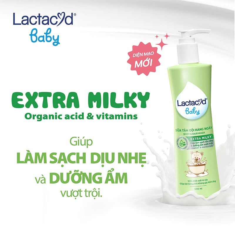 Sữa Tắm Gội Em Bé Sanofi Lactacyd Milky 500ml