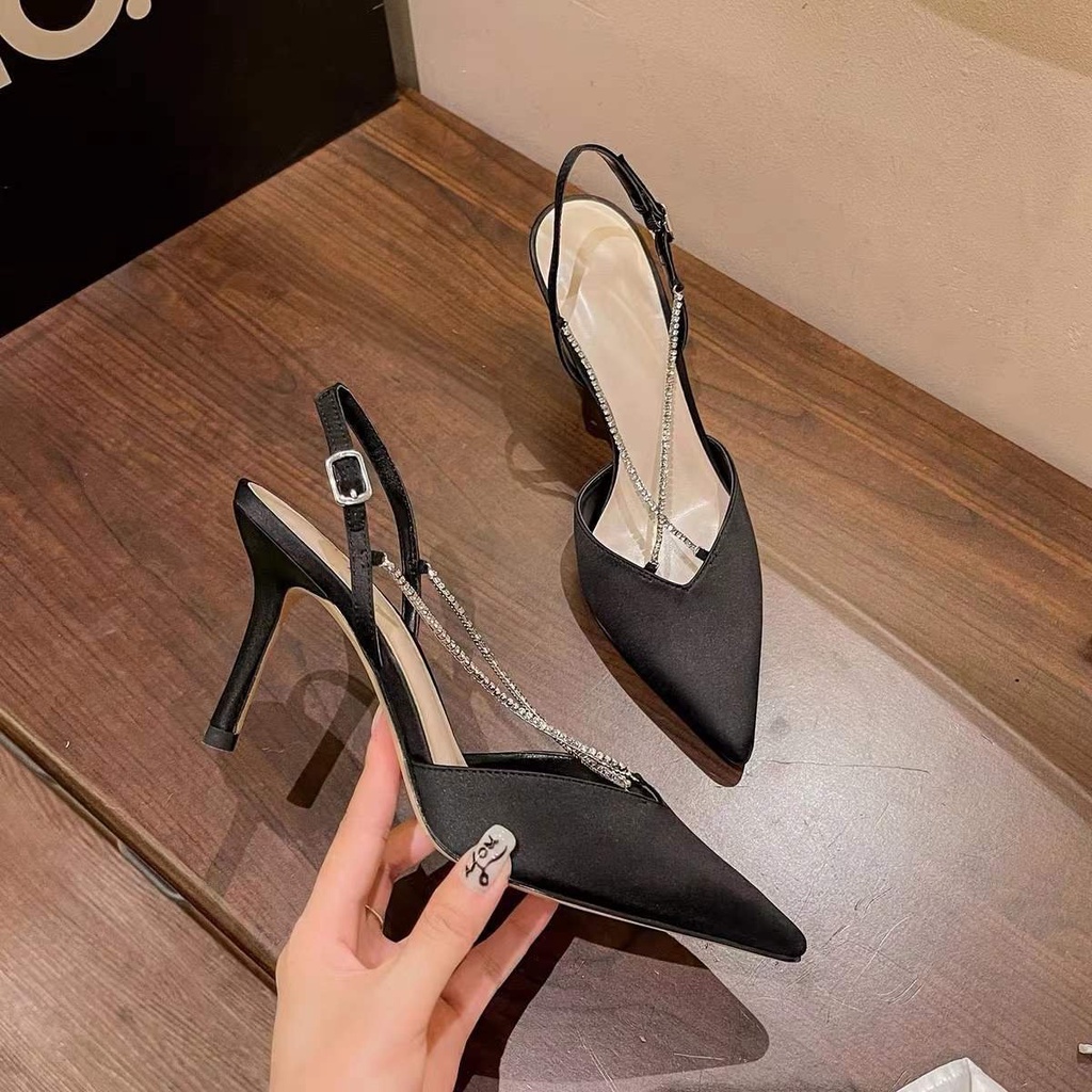 Sandanl cao gót bít mũi dây đá 8 phân CHỊ ĐẸP STORE mã Q172