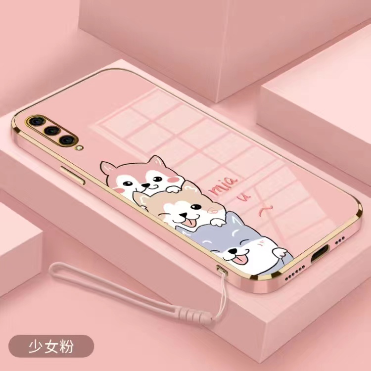 Vỏ OPPO Reno 8 4G Reno 8 5G A57 4G 2022 A16 4G A76 Reno 7 4G A55 4G A96 Reno 8 Pro 5G A16K Reno 8Z 5G A16e Cạnh thẳng 90 ° Mạ điện Hoạt hình Vỏ điện thoại Shiba Inu