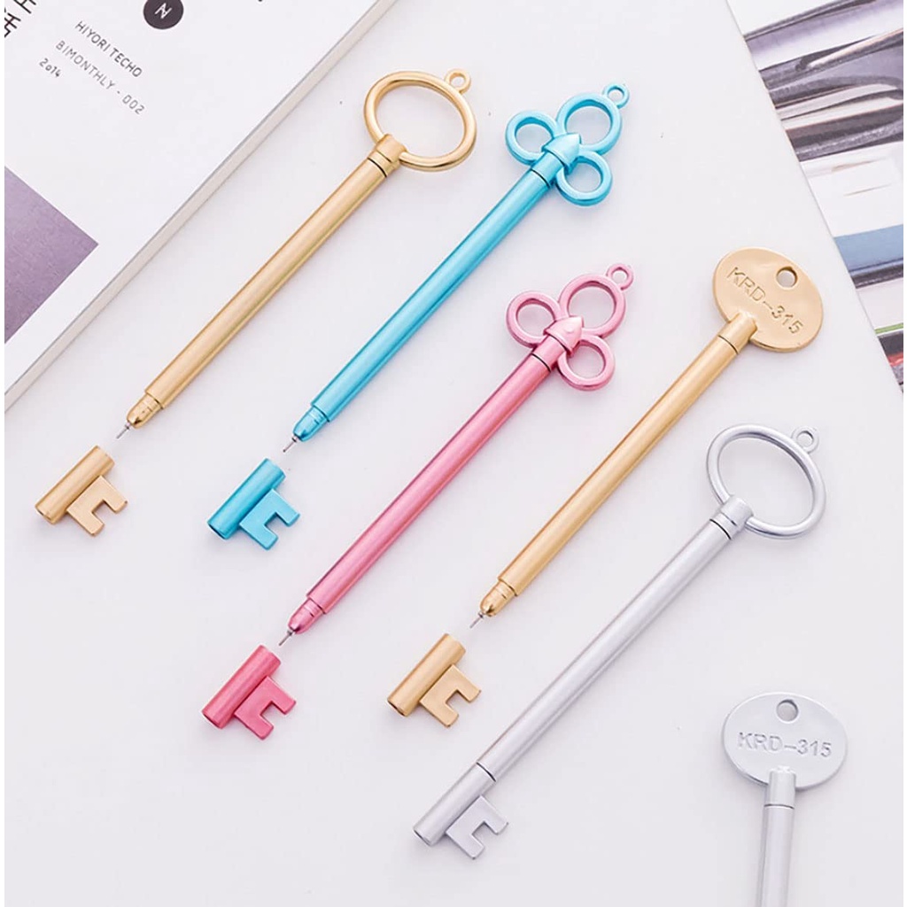 Set 6 Bút Bi Mực Đen Ngòi 0.38mm Hình Chìa Khóa Sáng Tạo Vui Nhộn Cho Học Sinh / Làm Quà Tặng Cho Bé