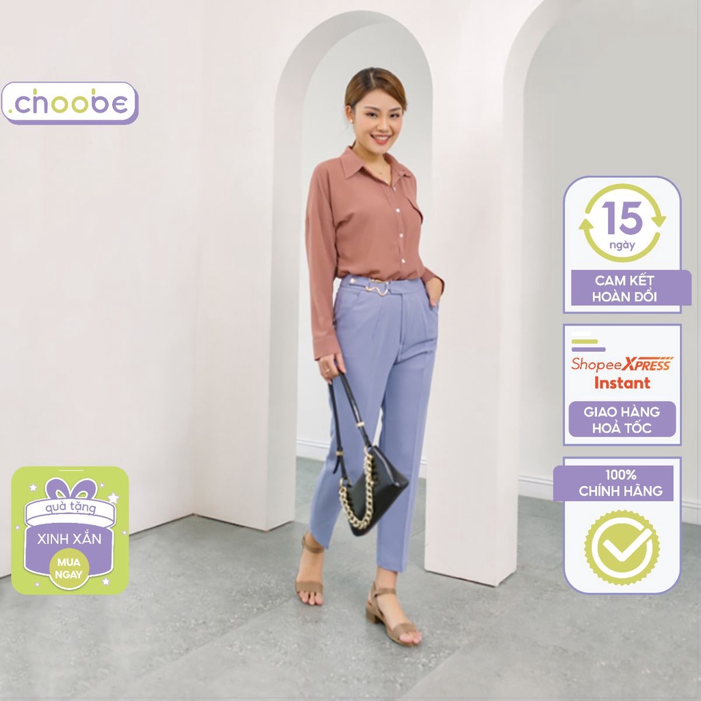 Quần baggy nữ Choobe chất vải Vitex cao cấp, đai chữ S chất dày dặn phong cách công sở Q05