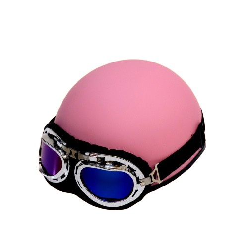 Mũ bảo hiểm nửa đầu 1/2 màu trơn kèm kính phi công khóa đỏ pull cao cấp hàng chính hãng bảo hành 12 tháng