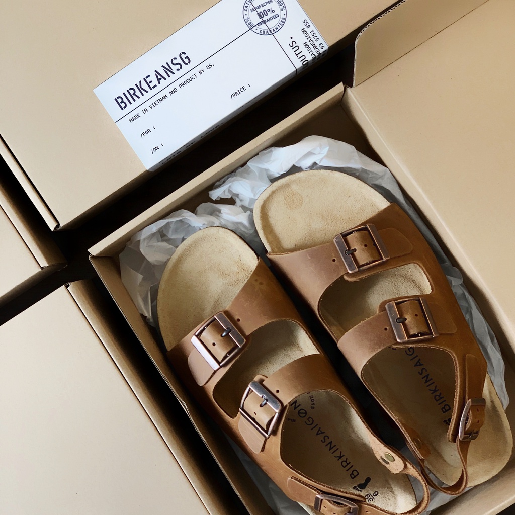 - GIÀY 2 KHOÁ DA BÒ THẬT MÀU NÂU UNISEX