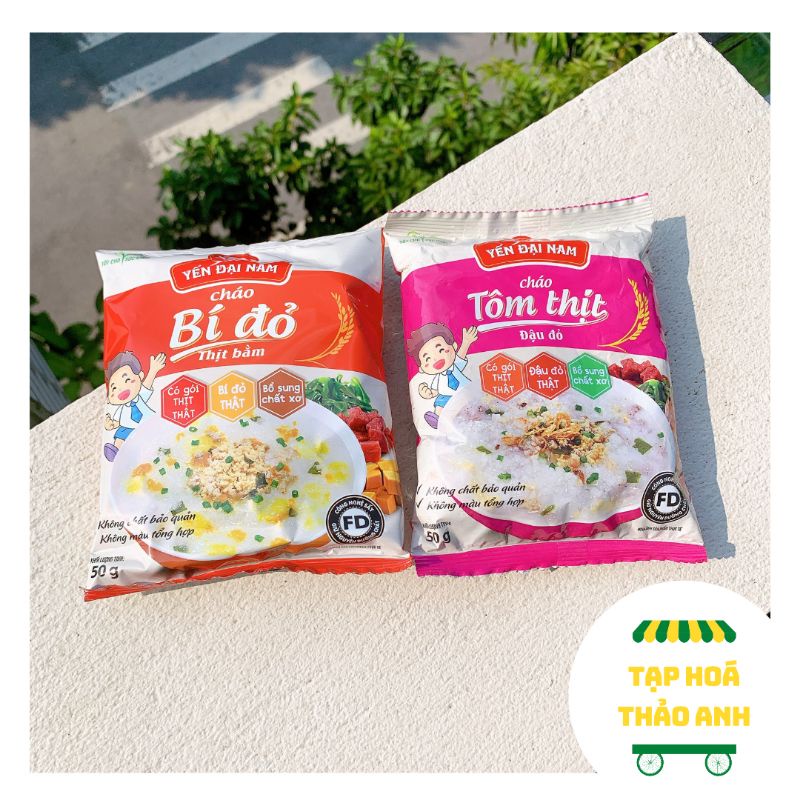 Cháo ăn liền Yến Đại Nam vị tôm thịt đậu đỏ/bí đỏ thịt bằm 50g