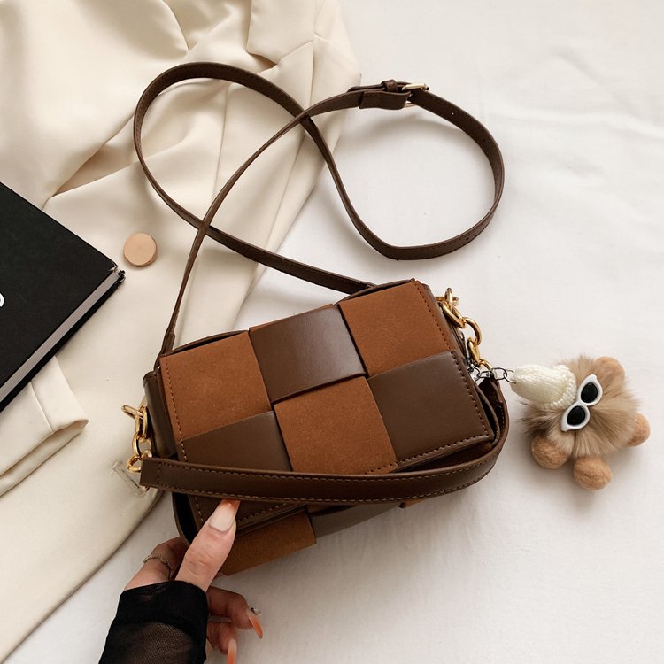 Túi Đeo Chéo Vải Dệt Màu Sắc Tương Phản Phong Cách retro Dành Cho Nữ