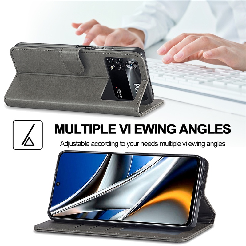 Bao Da Điện Thoại PU Dạng Ví Nắp Lật Cho Xiaomi Poco M4 Pro M5 M5s M4 X4 Pro X4 GT X4 NFC F4 4G 5G Ốp