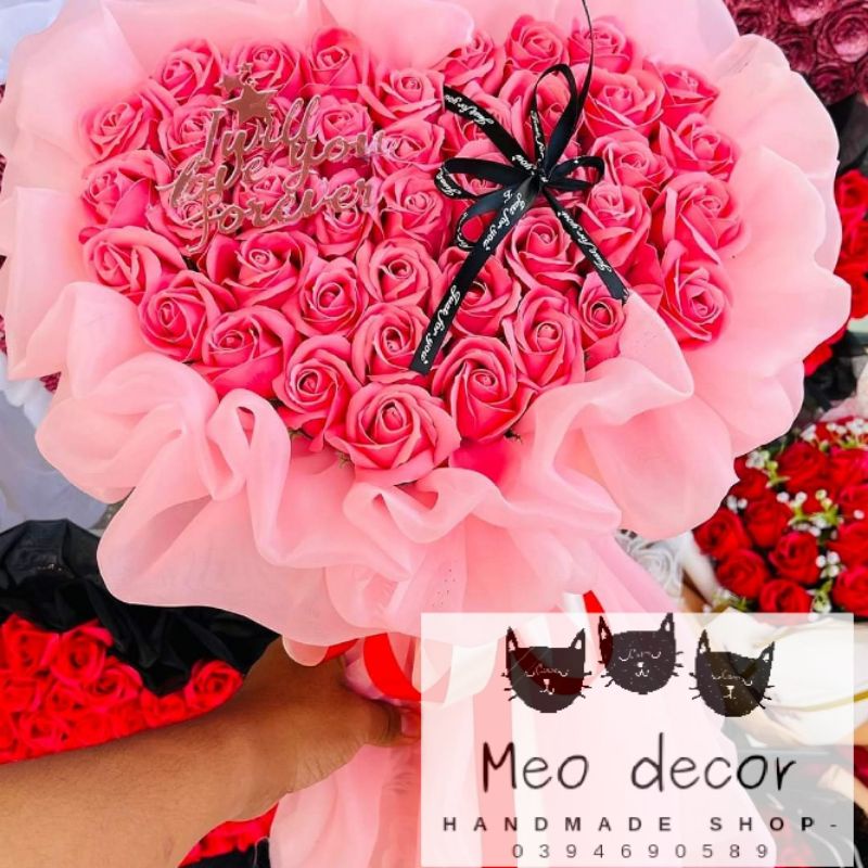 Bó hoa sáp thơm trái tim 40 bông làm quà tặng ý nghĩa các dịp lễ